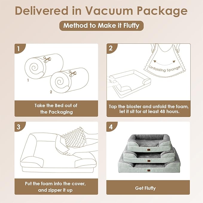 EHEYCIGA Orthopedic Dog Bed for Medium Dogs, Waterproof Memory Foam Medium Dog Beds with Sides, Non-Slip Bottom and Egg-Crate Foam Medium Dog Couch Bed with Washable Removable Cover, Greyish Green