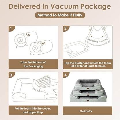 EHEYCIGA Orthopedic Dog Bed for Small Dogs, Waterproof Memory Foam Small Dog Beds with Sides, Non-Slip Bottom and Egg-Crate Foam Medium Dog Couch Bed with Washable Removable Cover, Greyish Green