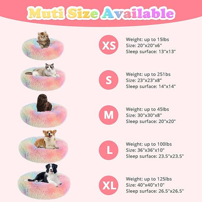JOLLYVOGUE Dog Beds, Calming Small Dog Bed, Anti-Anxiety Dog Bed for Small Dogs, Fluffy Donut Dog Bed, Cozy Dog Cat Cushion Bed for Small Medium Dogs and Cats (20")