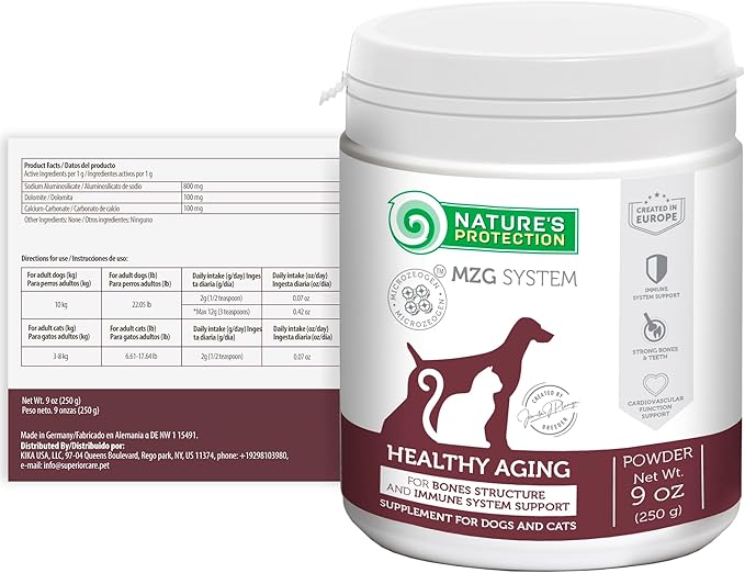 Nature's Protection Hip and Joint Supplement for Dogs - Senior Dog Mineral Supplement Powder for Bone Strength, Energy Boost, and Gut Health for Dogs & Cats of All Breeds, 9 Oz