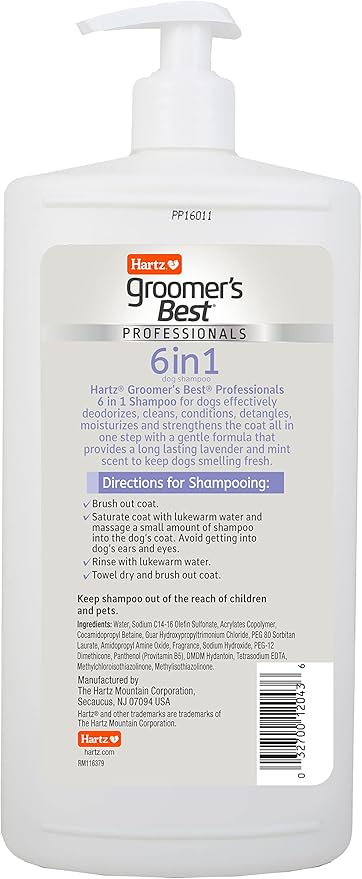 Hartz Groomer's Best Professionals 6-in-1 Dog Shampoo and Conditioner in One, 32 oz