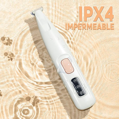 Dog Trimmer, Saffory Paw Trimmer, Saffory Electric Dog Trimmer for Paws, Pet Paws Trimmer with Led Light, Rechargeable Low Noise Pet Trimmer Hair Clipper-1set White with Oil(1)