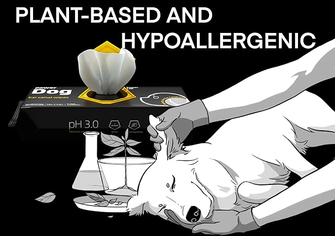 Dog Ear Canal Wipes - Plant-Based Hypoallergenic Pet Grooming Wipes - Free Cleaning Wipes for Dogs and Cats - Sensitive Skin Moist Wipes - Earth Friendly Biodegradable Pet Wipes