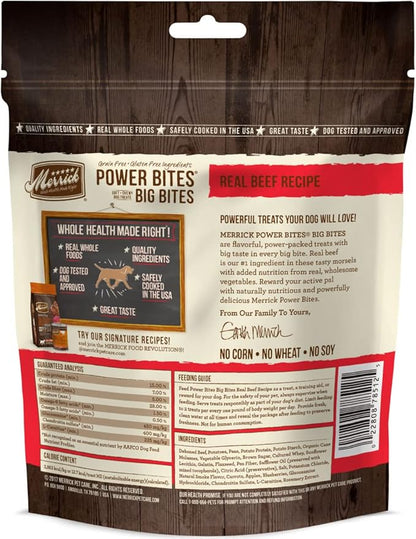 Merrick Power Bites Dog Treats Big Bites, Beef and Sweet Potato Recipe - 6 oz Bag