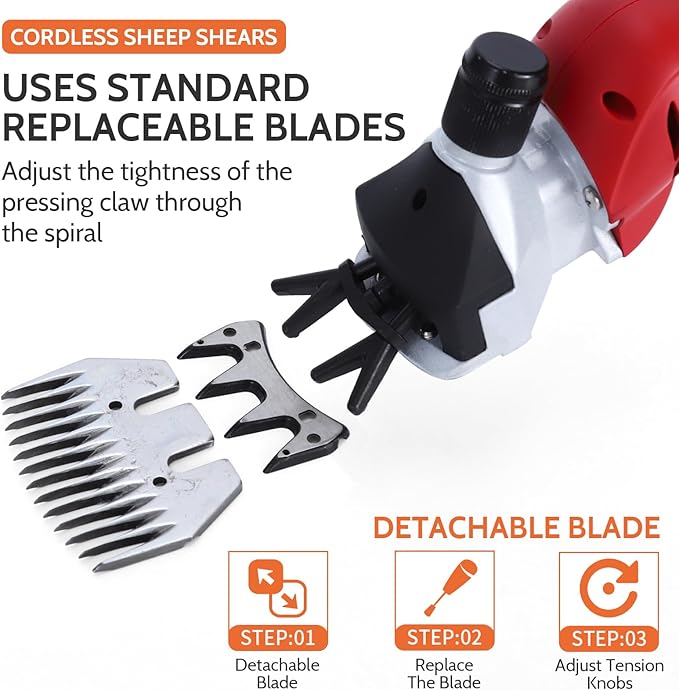 DUCKBOY Cordless Sheep Shears Clippers, Rechargeable Animal Pet Hair Clipper Groomer Shears 380W 18V for Animal, Goats, Cattle, Farm Livestock Pet, Hair Shaving