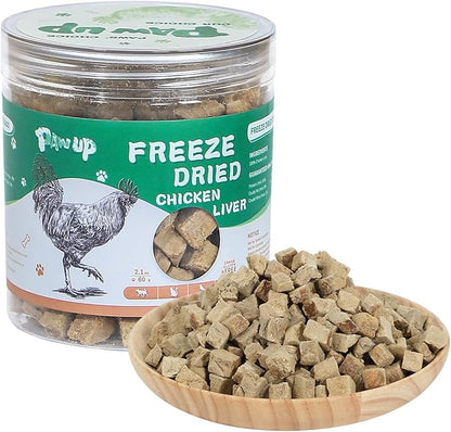 Freeze Dried Chicken Liver Pet Treats, High Protein Freeze-Dried Pet Food for Dogs, Cats, Fresh Ingredient Snacks, 2.1 oz, Rawhide Free&Grain Free