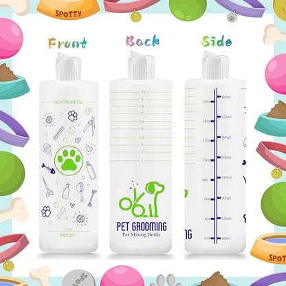 2 Pack Pet Shampoo Dilution Bottles, Specialties Mixing Bottle for Concentrated Dog Shampoo and Conditioner Grooms (2)