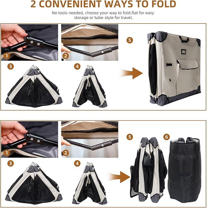 42 Inch Foldable Dog Crate - Portable Puppy Travel Crate Kennel for Large Dog, 4-Door Pet Crate with Mesh Windows, Indoor & Outdoor