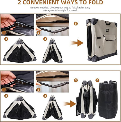 36 Inch Foldable Dog Crate - Portable Pet Travel Crate Kennel for Large Dog, 4-Door Crate with Mesh Windows, Indoor & Outdoor