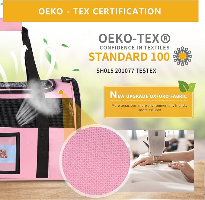 Cat Carrier Soft Side Dog Carrier for Cat Puppy, Collapsible Travel Pet Carrier, TSA Airline Approved Cat Carrier for Kitten Dogs15 lbs,Pink