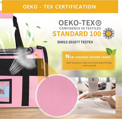 Cat Carrier Soft Side Dog Carrier for Cat Puppy, Collapsible Travel Pet Carrier, TSA Airline Approved Cat Carrier for Kitten Dogs15 lbs,Pink