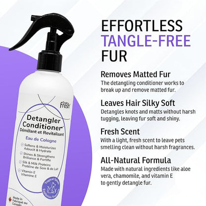 Dog Hair Detangler Conditioner by EnviroFresh, Shine & Stengthens, All Natural, Leave-in Conditioner,Coat Detangler, Matted Dog Hair, Fresh Scent