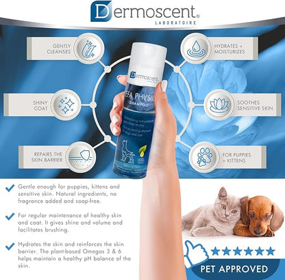 Dermoscent EFA Physio Shampoo for Dogs & Cats - Gentle Natural Ingredients for Frequent Bathing Allergies & Itchy Skin Relief - Soothes Dermatitis & Atopic Skin - 200 ml