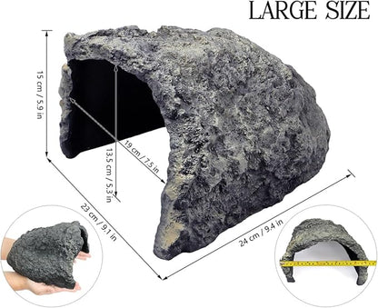 Rock Cave Habitat Hidden for Reptile and Amphibians.Terrarium & Aquarium Decor, Reptile hideout Hide Cave, Perfect for Bearded Dragons,Lizards,Snakes,Turtles,Geckos,Tortoises,Small Animals -Large Size