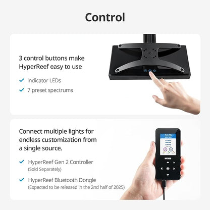 NICREW HyperReef 100 Gen 2 Reef LED Light, 100W Reef Aquarium Lighting for SPS LPS Corals and Saltwater Fish Tanks, Enhanced Violet and Blue Spectrum, Wide Angle Lens, 5 Channels Fully Programmable