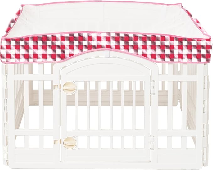 Dog Playpen Mesh Top Cover for 36" Inch Pet Playpen with 4 Panels, Dog Crate Cover Pet Tent Puppy Play Pen Cover, Ideal for Indoor/Outdoor Use. Note: Playpen Not Included!!! (Red)