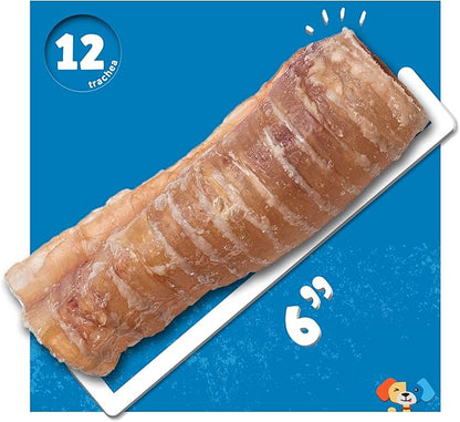 Jack&Pup 6 Inch Trachea Dog Chew | Single Ingredient Beef Trachea Treats for Dogs | Naturally Rich in Glucosamine and Chondroitin for Joint Health (12 Pk)