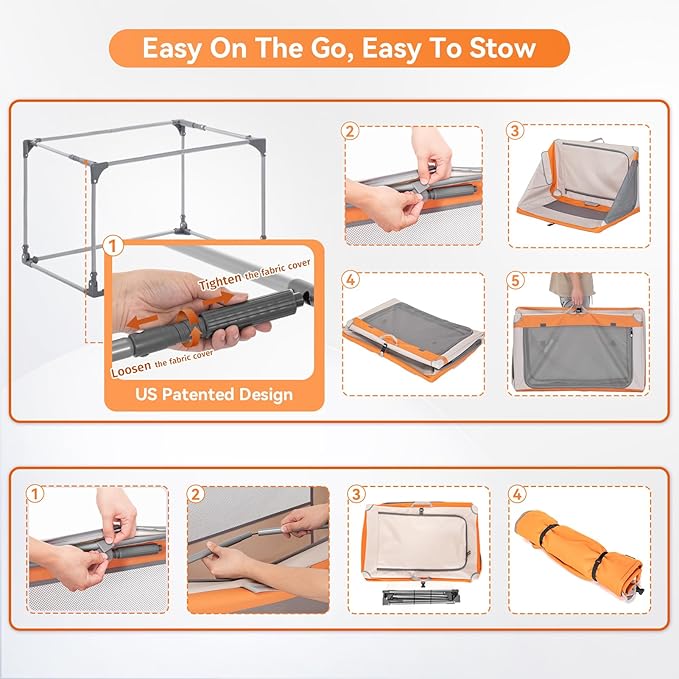 A4Pet Collapsible Dog Crate, Soft Sided Dog Crate - 36 Inch Adjustable Stainless Steel Frame, Lightweight, Durable and Portable Crate with 3-Door, Portable Dog Kennel