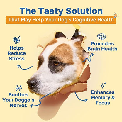 Happy Paws Cognitive Supplement for Dogs, Soft Chews with Taurine, Spirulina, CoQ10 & Vitamins B1, B3, B12, Supports Natural Cognitive Function, Memory and Focus, for Small to Large Dogs, 200 Count