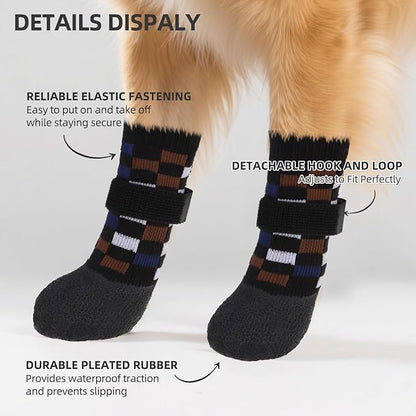 PUPTECK Dog Shoes for Hot Pavement Small Medium Large Size Dogs, Booties and Paw Protectors for Hardwood Floors, Grippy Socks to Prevent Licking Rubber Rain Hiking Boots for Senior Anti Slip