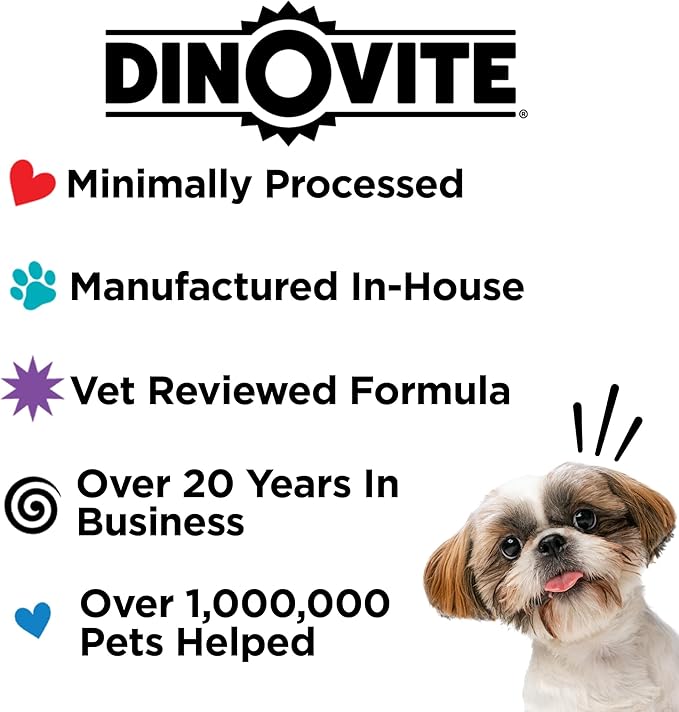 Dinovite Probiotic Supplement for Dogs - Omega 3 - Hot Spot Relief - Skin & Coat Supplement - 30 Day Supply (30 Day Supply, Large Dogs (45+ lbs))