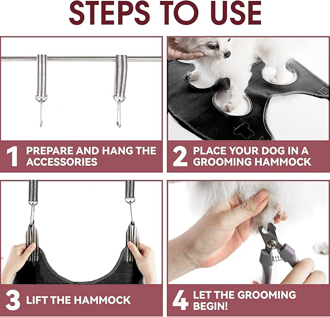 LARGE Dog Grooming Hammock for Large Dogs, 50 lbs - All-in-One Dog Grooming Kit , Dog Harness for Nail Trimming Grooming Kit for Dogs at Home - 1x Gloves, Dog Nail Clippers, Dog Brush for Shedding
