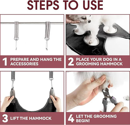 LARGE Dog Grooming Hammock for Large Dogs, 50 lbs - All-in-One Dog Grooming Kit , Dog Harness for Nail Trimming Grooming Kit for Dogs at Home - 1x Gloves, Dog Nail Clippers, Dog Brush for Shedding