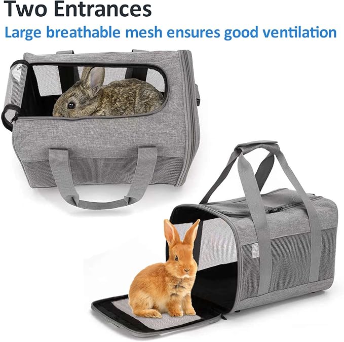 kathson Small Animal Carrier Bag, Guinea Pig Rabbit Travel Carrier Breathable Mesh Window Pet Portable Hand Bag for Hamster Bird Bunny Bearded Dragon Kitty and Etc (Grey)