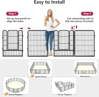 Dog Playpen 32" Height 30 Panels Portable Dog Fence Outdoor for Yard Puppy Playpen Indoor Dog Pen Outdoor for Medium/Small Dogs, Heavy Duty Pet Playpen Dog Kennel for RV, Camping, Yard
