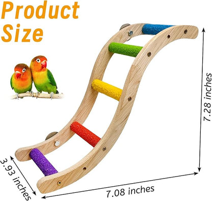 Hamiledyi Nature Wooden Bird Ladder Pet Parrots Climb Bridge Exercise Stands for Parakeet Climbing Chewing Bridge Bird Cage Accessories for Cockatiel Parakeet Lovebirds Budgie