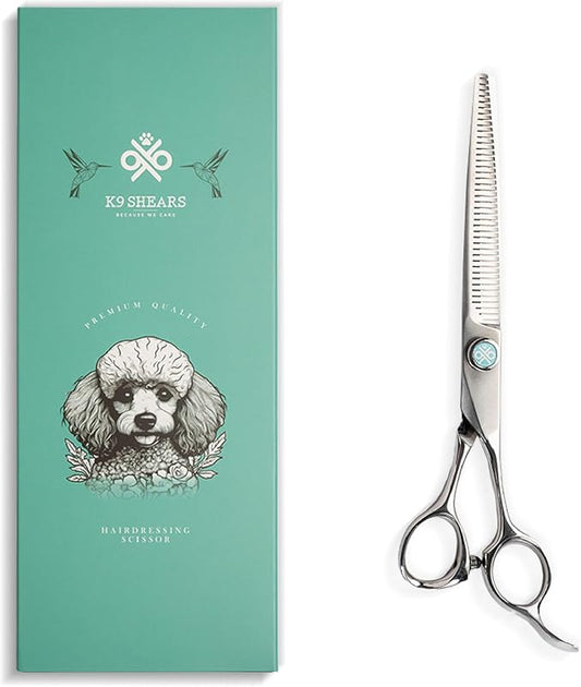 7" Dog Thinning Shears for Grooming  Blending Scissors for Face, Legs & Tail  VG10 Stainless Steel, Handcrafted, Ergonomic, 50% Thinning Rate for Smooth Finishing