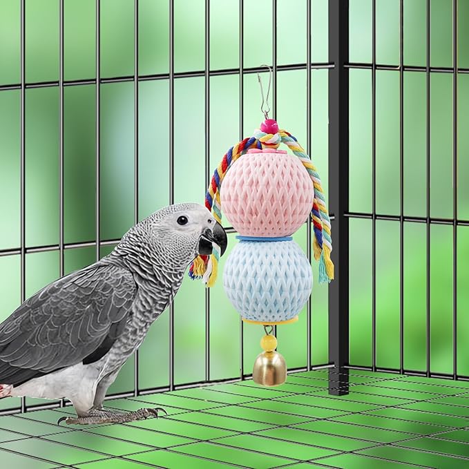 Bird Beak Grinding Stone, Parrot Chew Toys with Bells, Bird Toys, Cage Accessories for African Grey, Budgies, Amazon Parrots, Cockatiels, Lovebirds, Conures, Quakers, Small to Medium Birds