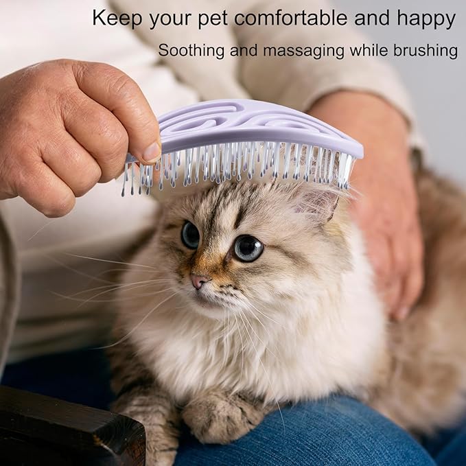 Eco-Friendly Detangling Pin Brush for Dogs and Cats | Ergonomic Handle Pet Brush for Wet or Dry Hair, Gentle Grooming Tool for Pets, Purple