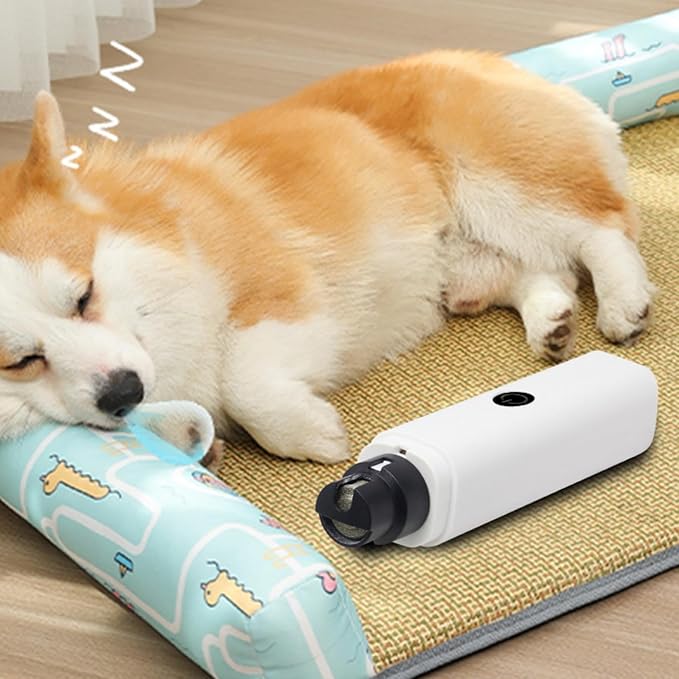 Dog Nail Clipper for Large Dogs - Silent Dog Nail Polisher with LED Light, Speed Sensor, Diamond Head and Dust Collector, 2-Speed Rechargeable - Small Dog Nail Polisher (Pink)