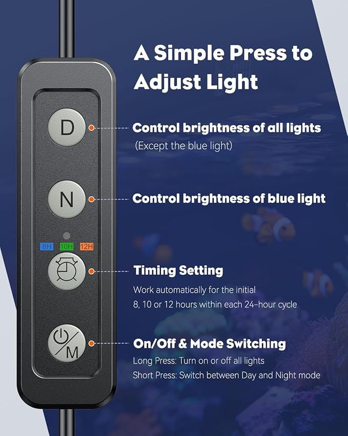 Pawfly Aquarium Light for 1-3 Gallon Saltwater Fish Tanks, Clip On LED Reef Light for Corals, Dimmable USB Aquarium Lamp with Full Spectrum Lighting and Timer (Adapter Not Included)