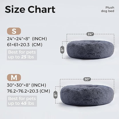WESTERN HOME WH Calming Dog & Cat Bed, Anti-Anxiety Donut Cuddler Warming Cozy Soft Round Bed, Fluffy Faux Fur Plush Cushion Bed for Small Medium Dogs and Cats (20"/24"/27"/30")