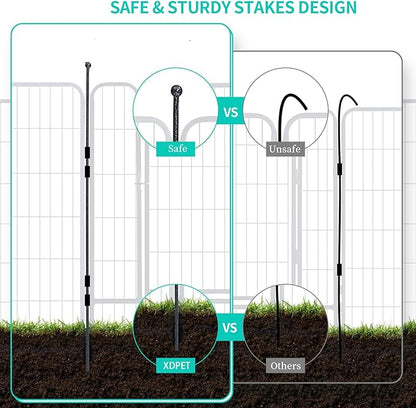 Dog Playpen, Dog Fences for The Yard, Portable Outdoor Dog Playpen for Large/Medium/Small Dogs, Foldable Metal Dog playpen, with Doors (16 Panels, 40")