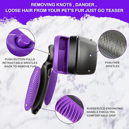 Pet Grooming Brush, The Ultimate Dog Brushes for Shedding Hair, Fur, Comb for Grooming Long Haired & Short Haired Dogs, Cats, Rabbits & More, Shedding and Grooming Tool for Dog and Cat Brush
