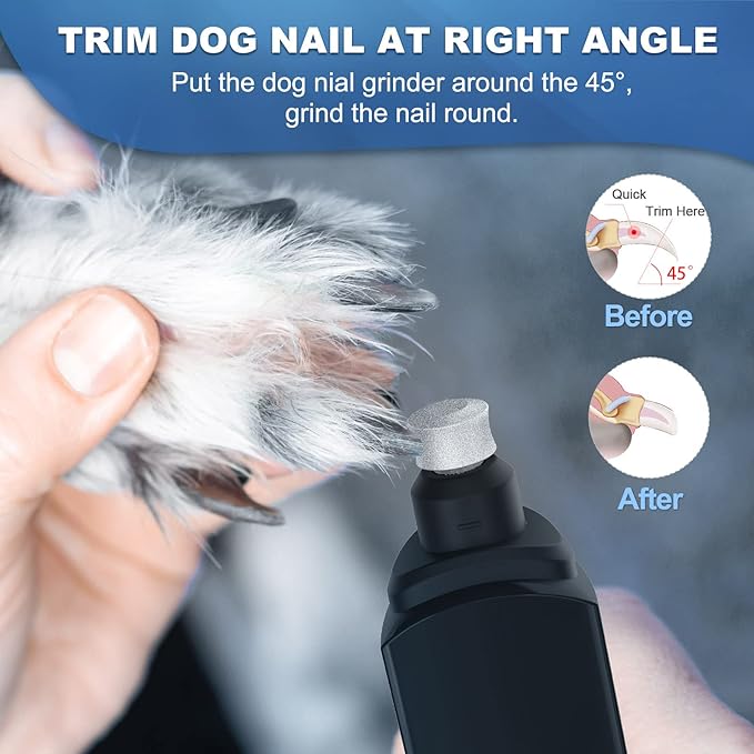 Dog Nail Grinder 2023 Upgraded, 3 Speed Electric Dog Nail Trimmer Rechargeable with LED Light, Pet Nail Grinder File for Small Medium Large Dogs & Cats Toenail & Claw Grooming (Black)