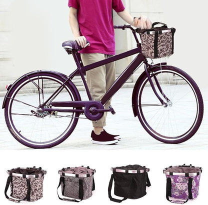 Pet Dog Bike Basket & Carrier Bag- Foldable Detachable Pet Travel Bicycle Basket - Small Animal Dog Cat Rabbit Bike Ride Basket Carrier (Gery)