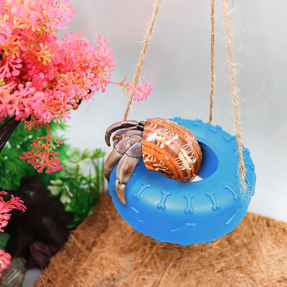 Hermit Crab Tire Swing Toy, Hermit Crab Climbing Toy, Reptile Tank Aquarium Decoration Accessory, Suitable for Small to Medium Sized Hermit Crabs, 3.7 Inches in Diameter