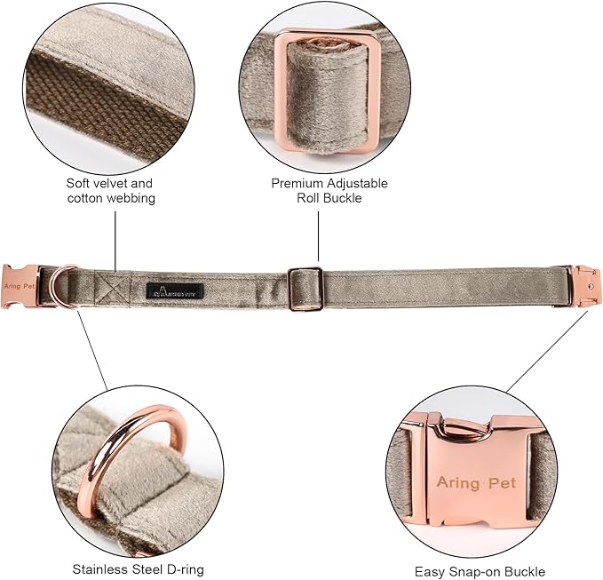 ARING PET Bowtie Dog Collar,Velvet Dog Collars with Detachable Bowtie, Adjustable Bow Tie Collar for Girl and Boy Dogs.