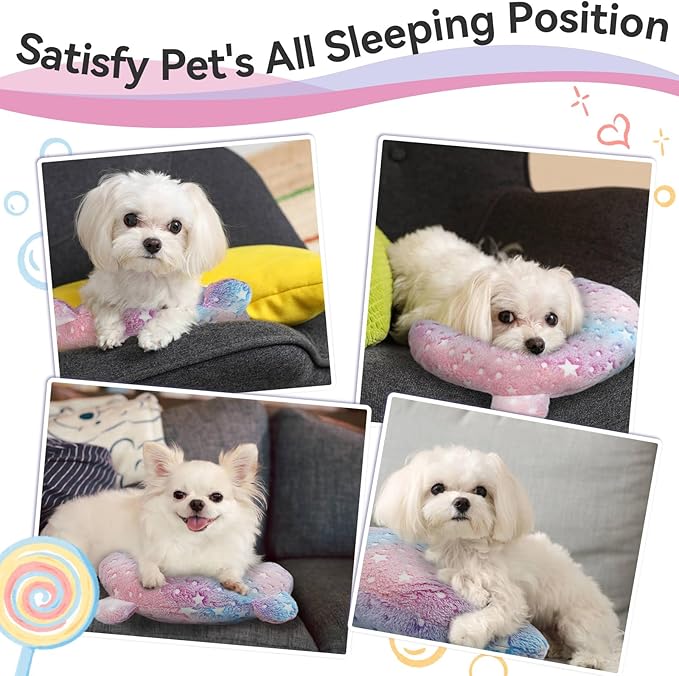 T'CHAQUE Dog Pillow Dog Calming Pillow Sleep and Glow Pillow for Dogs Anxiety Relief Cat Pillows for Indoor Cats Soft U-Shaped Pillow for Pet Dog Neck Pillow Half Donut Cuddler Sleeping Improve
