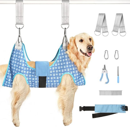 Dog Grooming Hammock, Pet Grooming Hammock Harness for Large Dogs, Dog Hanging Sling for Nail Clipping/Trimming/Cutting