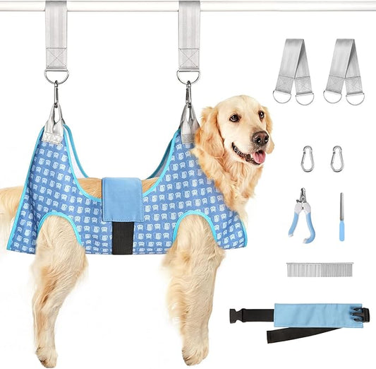 Dog Grooming Hammock, Pet Grooming Hammock Harness for Large Dogs, Dog Hanging Sling for Nail Clipping/Trimming/Cutting