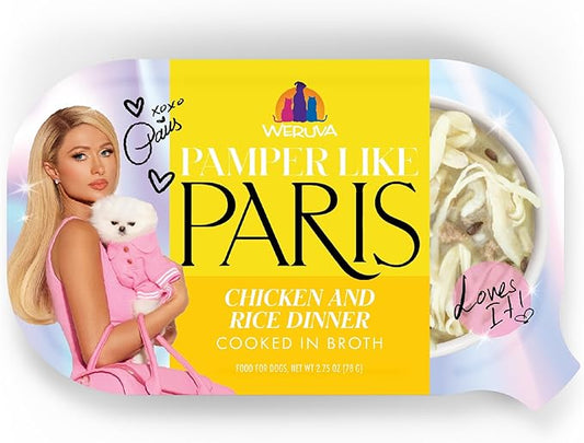 Weruva Paris Hilton Pamper Like Paris Natural Wet Dog Food, Chicken and Rice, 2.75oz Cup (Pack of 10)