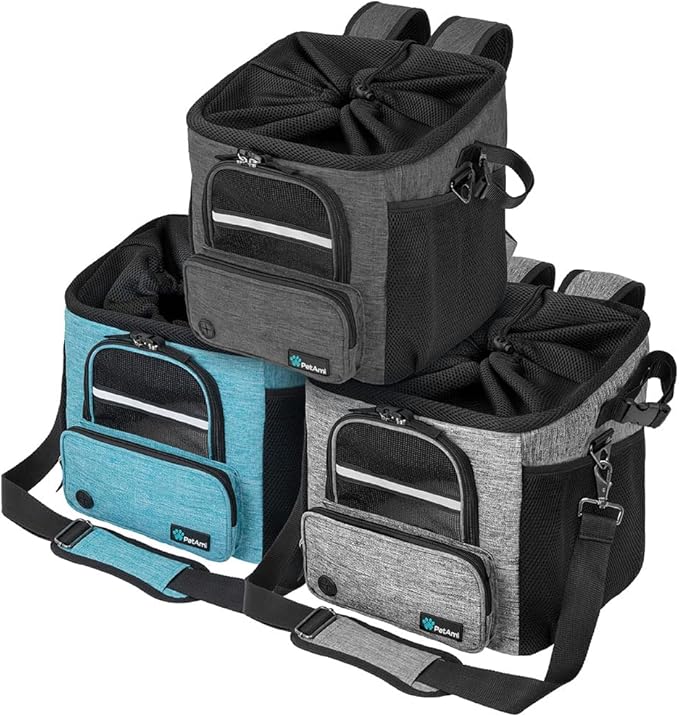 PetAmi Dog Bike Basket, Soft-Sided Ventilated Dog Bike Carrier Backpack, Dog Pet Bicycle Basket for Bike Handlebar, Small Medium Puppy Cat Kitten Car Booster Seat with Safety Strap