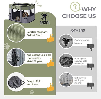 Foldable Pet Dog Playpen, Portable Dog Crate for Puppies, Cat, Rabbit, Chicks, Puppy Play Pen for Indoors, Kennel Tent Crate for Indoor Outdoor Travel Camping Use with Carrying Case (Green, M)