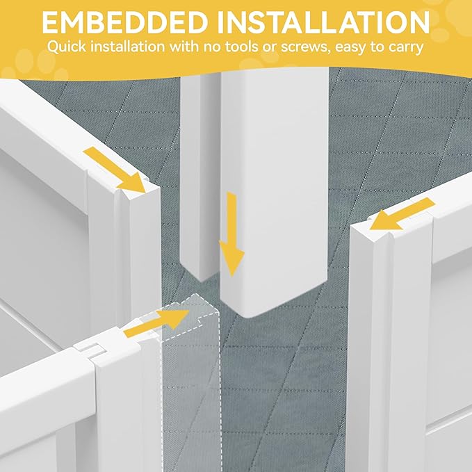 DWVO Whelping Box for Dogs Puppies: 78" x 39.4" x 17.7" Indoor 3-in-1 Dog Pen with Waterproof Mat and 2 Dividers for Small and Medium Dog Breeds (White)