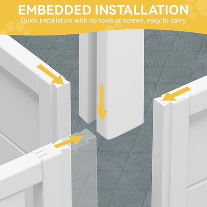 DWVO Whelping Box for Dogs Puppies: 78" x 39.4" x 17.7" Indoor 3-in-1 Dog Pen with Waterproof Mat and 2 Dividers for Small and Medium Dog Breeds (White)